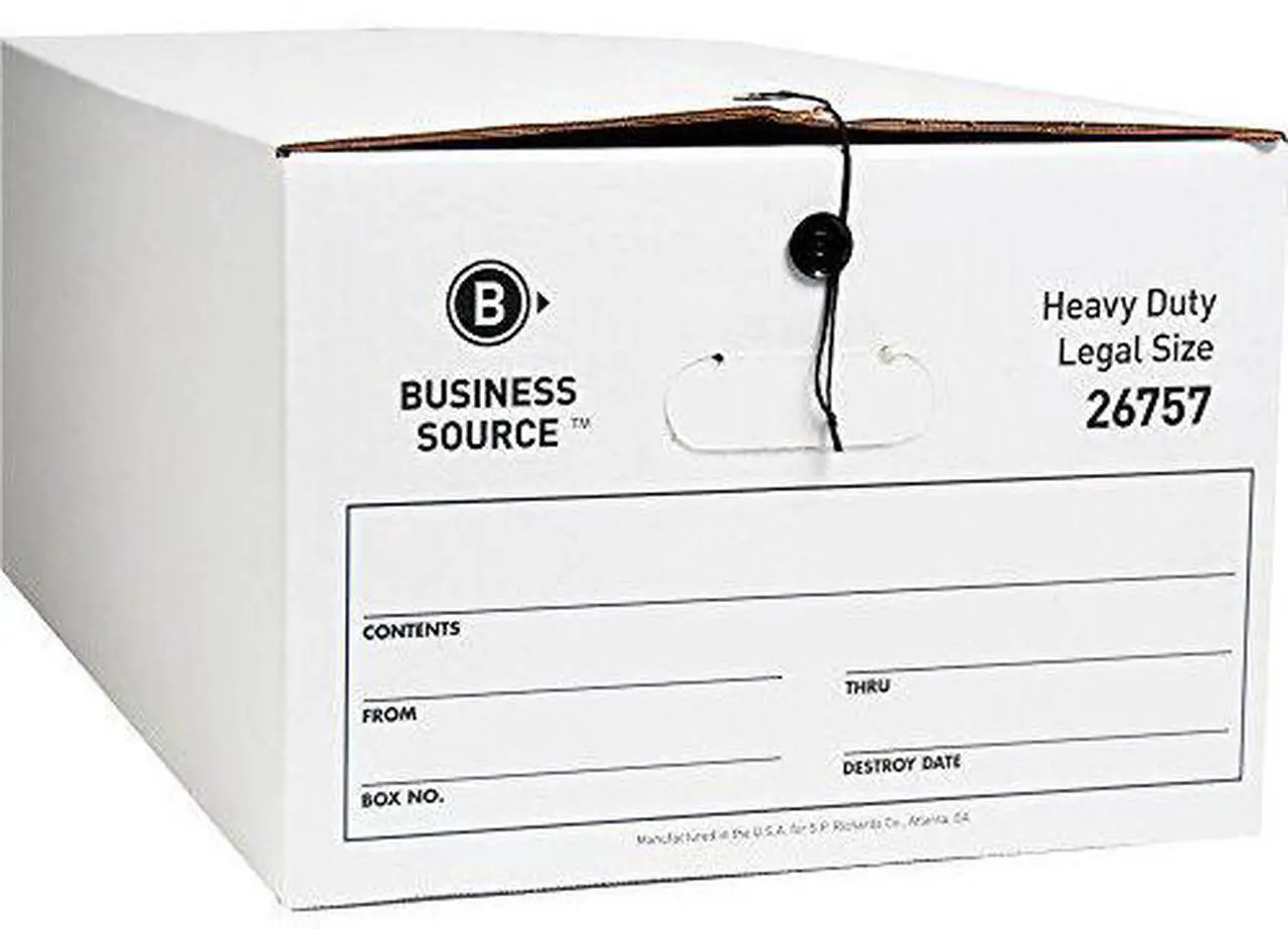 Alt view image 6 of 6 - Business Source Storage Box Legal 700 lbs 15"x24"x10" 12/CT White 26757