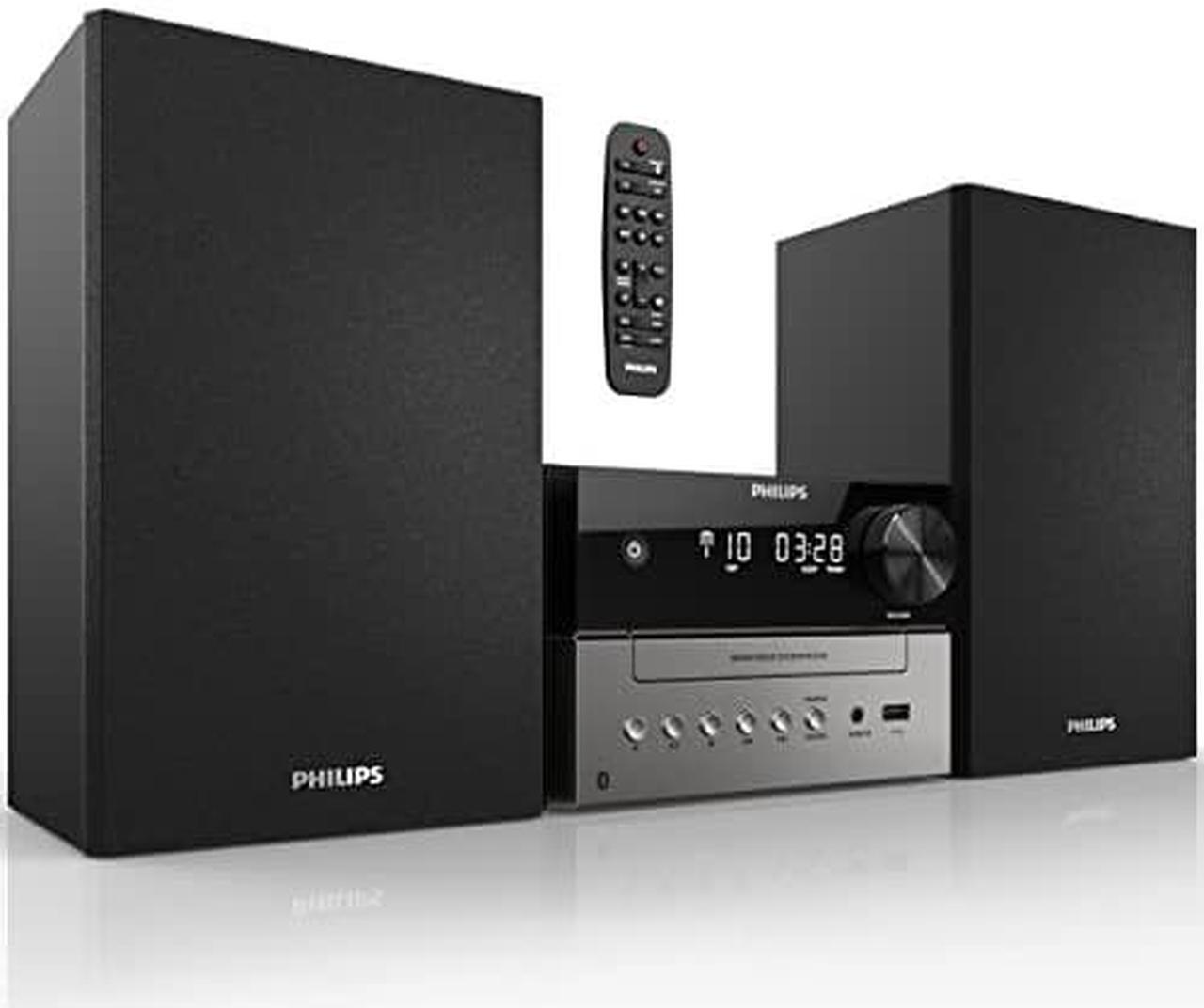 Main image of PHILIPS Bluetooth Stereo System for Home with cD Player, Wireless Streaming, MP3, USB, Audio in, FM Radio, 15W, Micro Music Sound System