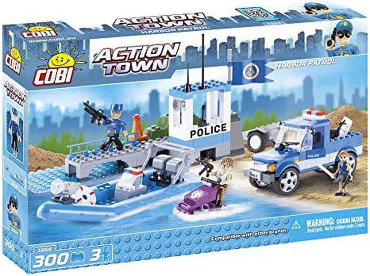 Alt view image 5 of 5 - COBI Action Town Harbor Patrol - Building Block Police Play Set # 1565