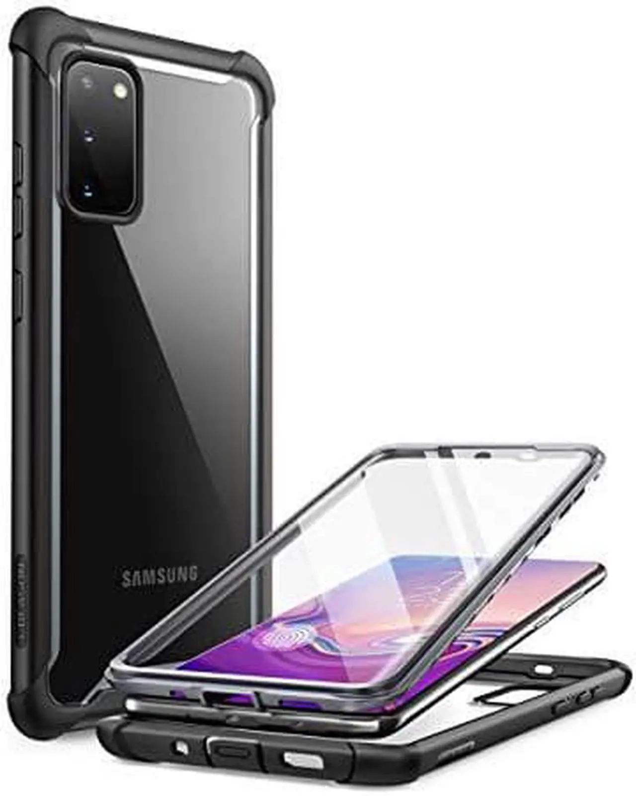 Main image of i-Blason Ares Case for Samsung Galaxy S20 5G (2020 Release), Dual Layer Rugged Clear Bumper Case with Built-in Screen Protector (Black)