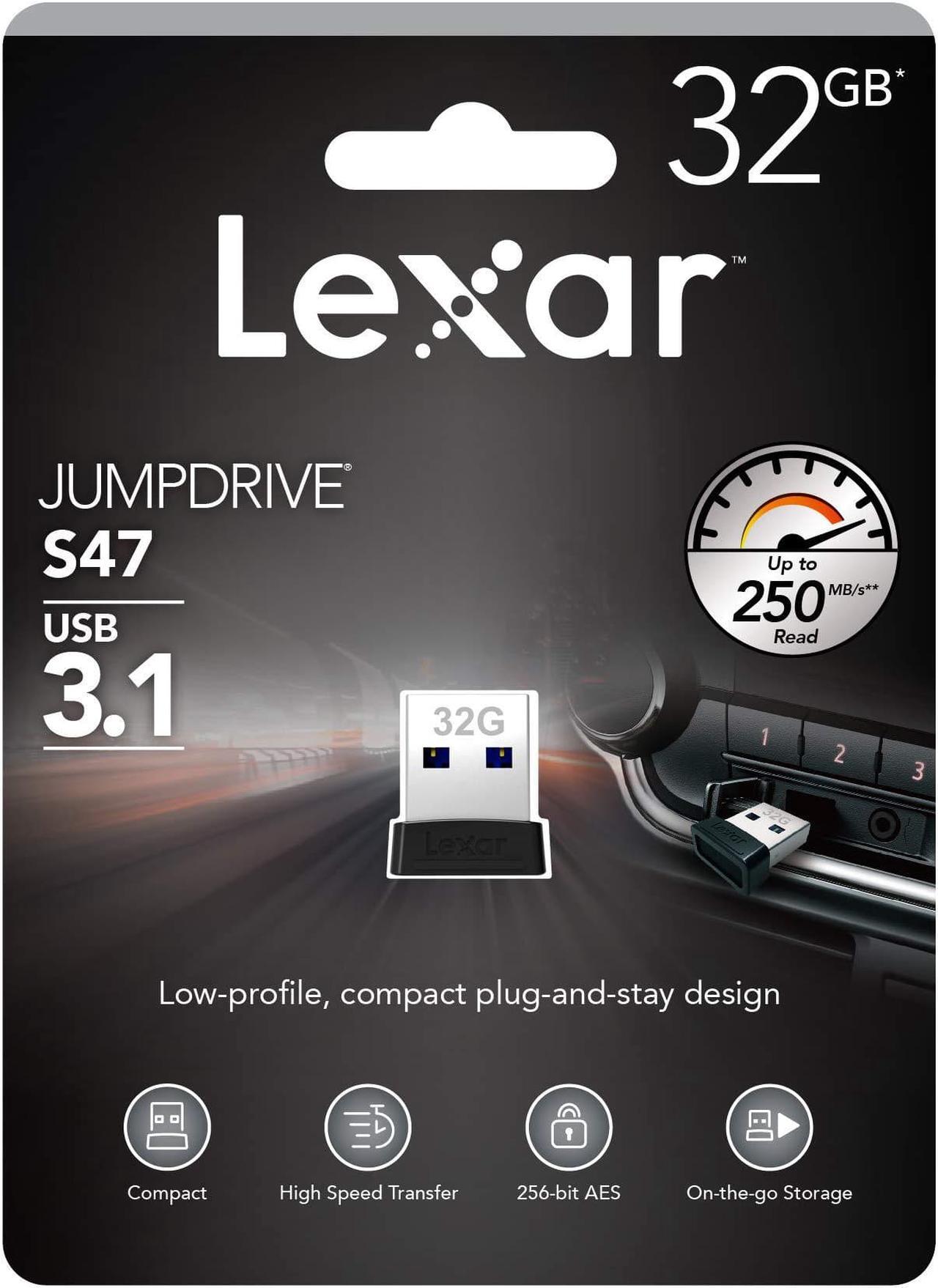 Alt view image 3 of 9 - Lexar LJDS47-32GABBK MAF 32GB USB 3.1 Flash Drive r250MB/s Lexar JumpDrive S47 Low Profile Black/Silver