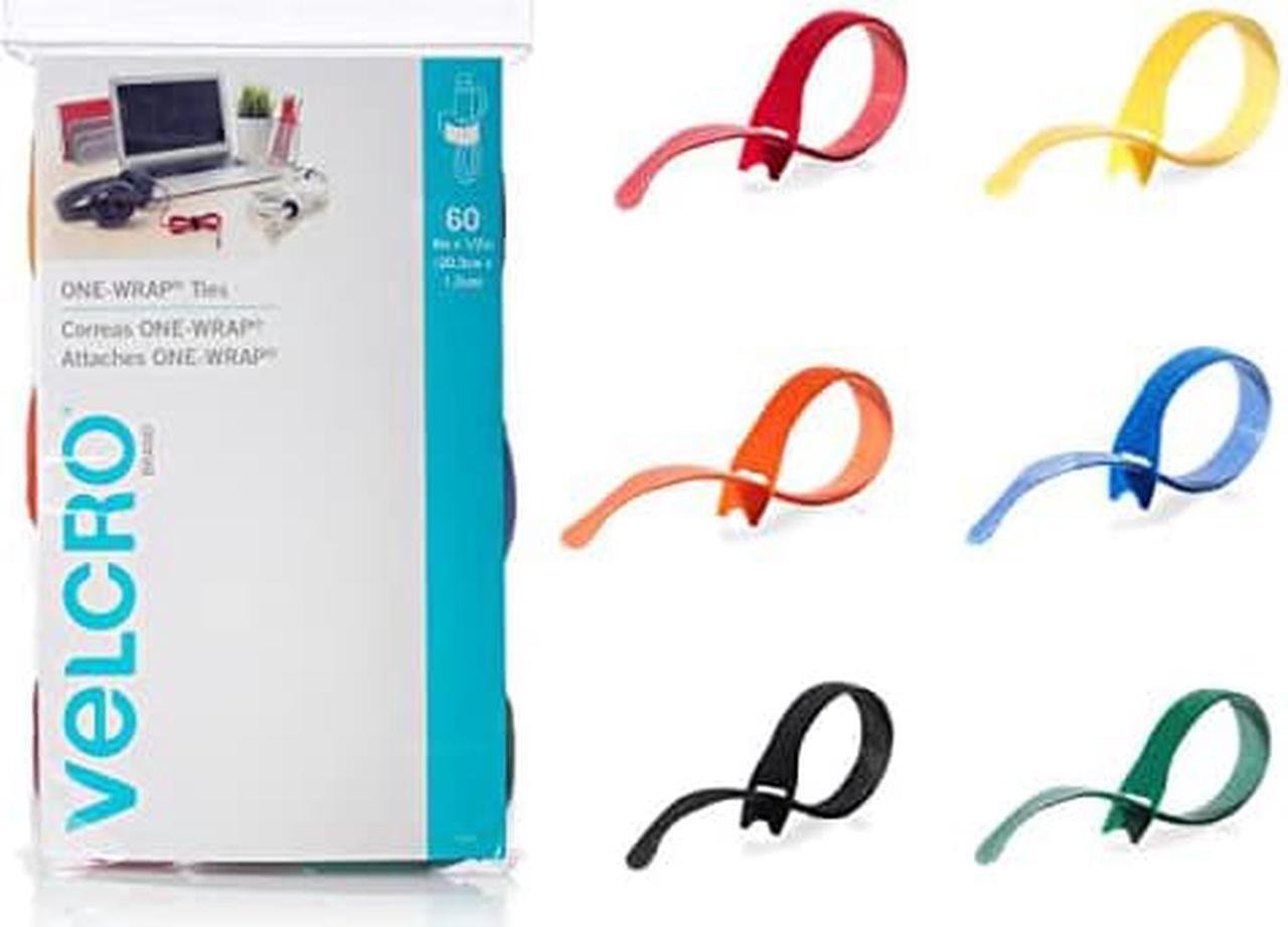 Alt view image 4 of 4 - velcro brand one-wrap cable ties | 60pk | 8 x 1/2" straps, multicolor | strong reusable wire management | cord bundling for home office and data centers