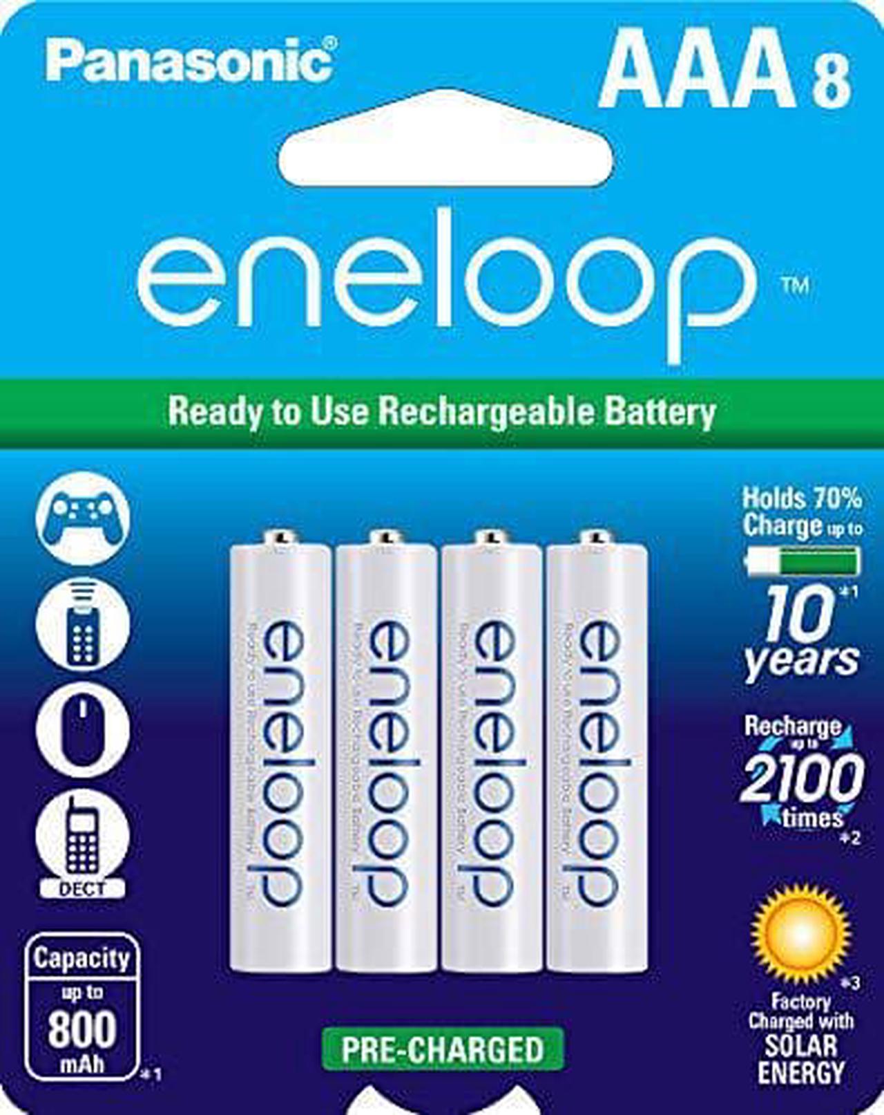 Main image of Panasonic BK-4MCCA8BA eneloop AAA 2100 Cycle Ni-MH Pre-Charged Rechargeable Batteries, 8 Pack