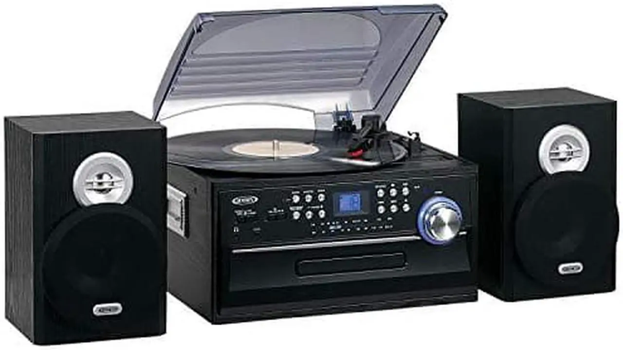 Main image of JENSEN JTA-475B 3-Speed Stereo Turntable with CD System, Cassette, and AM/FM Stereo Radio