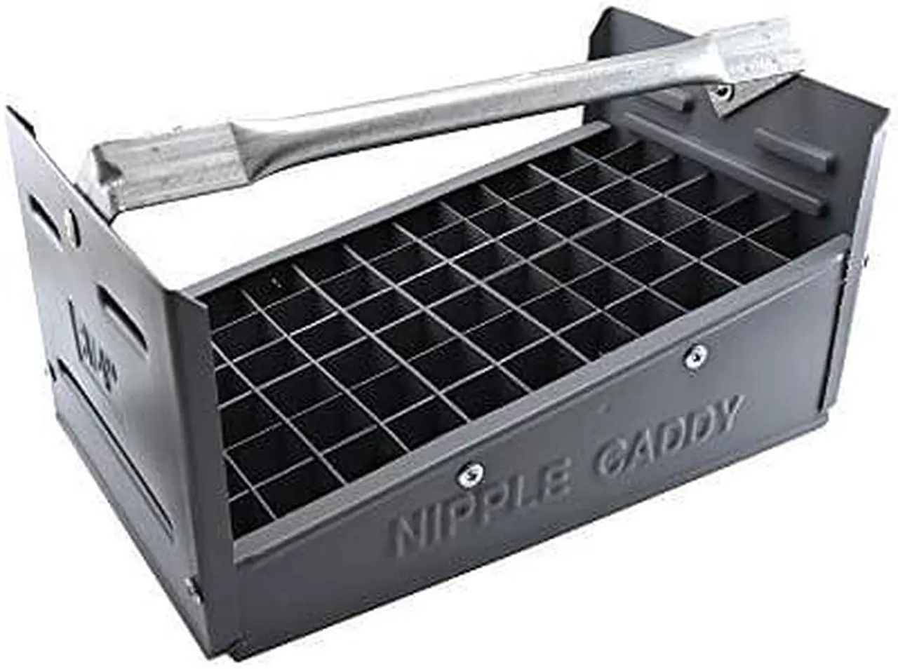 Main image of Jones Stephens Plastic Nipple Caddy, 3/4" Size, 66 pc Capacity (13-1/4" x 7-7/8" x 6-1/2"), Grey, N70175
