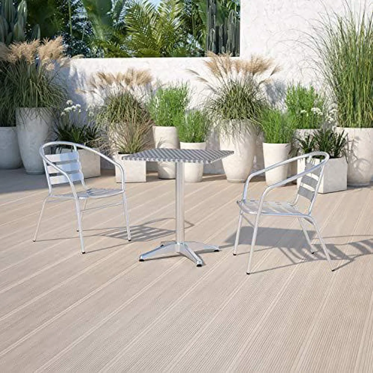 Alt view image 13 of 20 - 23.5'' Square Aluminum Indoor-Outdoor Table with Base