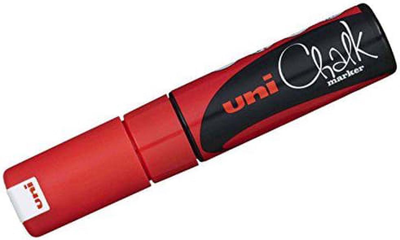 UNI CHALK PWE-8K RED MARKER CHISEL TIP (8.0mm BX 6)