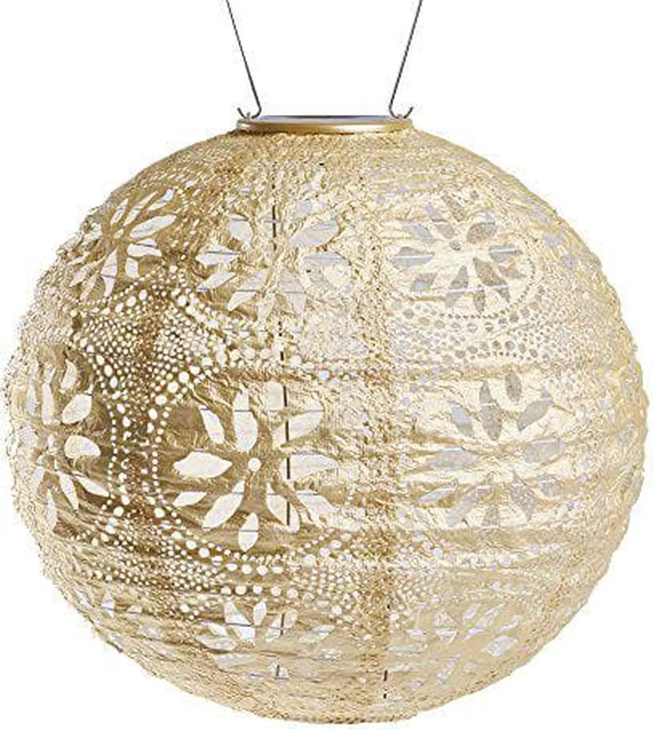 Main image of Allsop 31598 Soji Stella Market Handmade LED Outdoor Solar Lantern, 12X12, Pearl