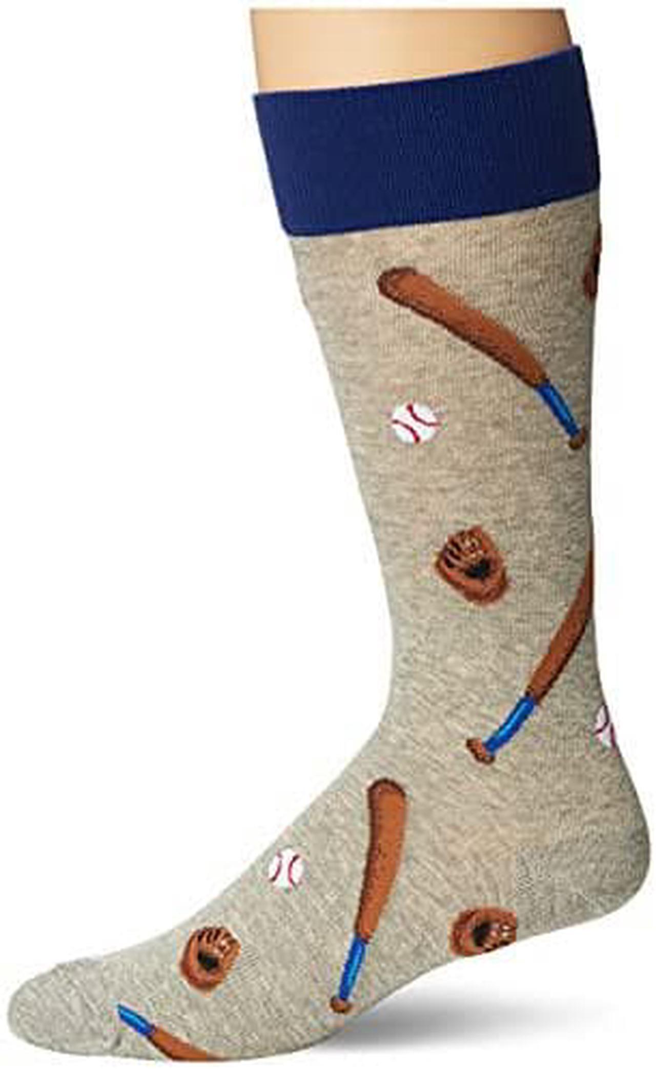 Alt view image 2 of 2 - hot sox men's conversational slack crew socks, baseball sweatshirt grey heather, shoe size: 612