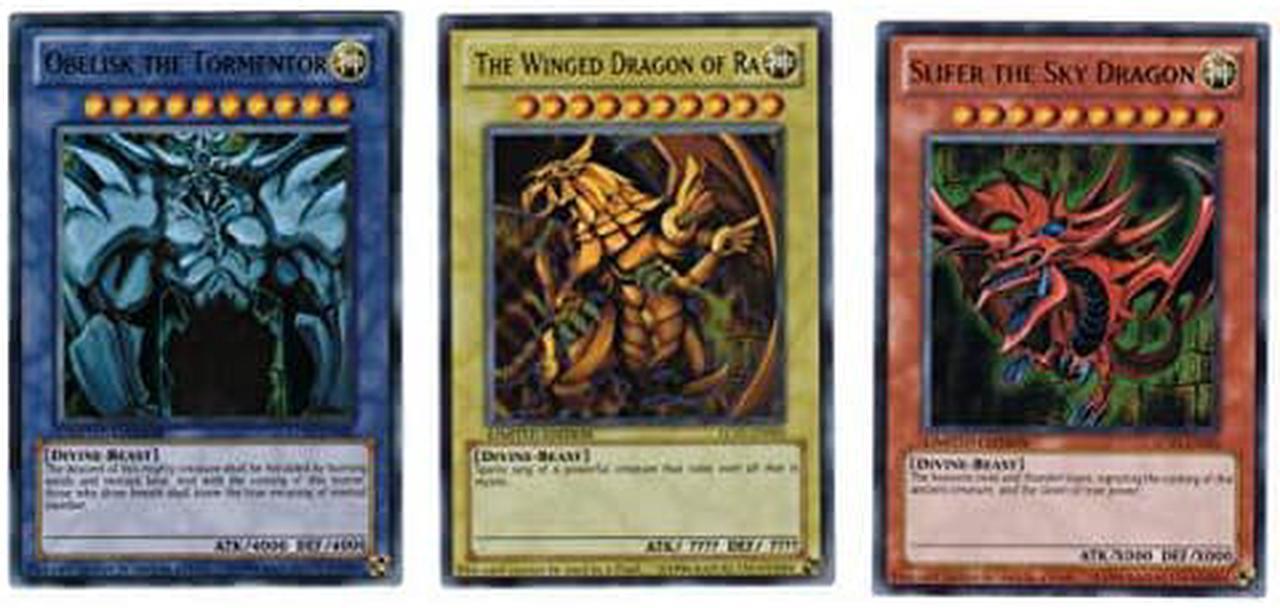 YuGiOh Legendary Collection Ultra Rare God Card Set of 3 Egyptian God Cards Slifer, Obelisk Ra