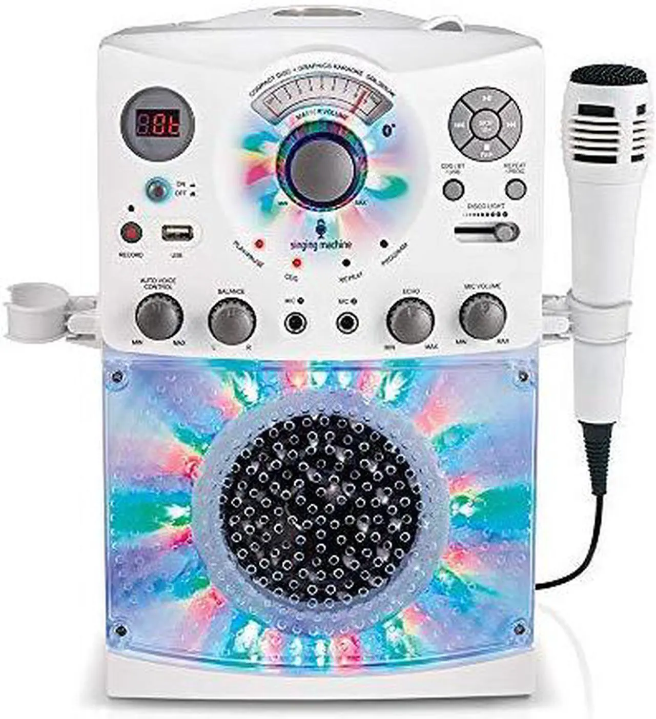 Alt view image 18 of 18 - The Singing Machine(R) Sml385btw Bluetooth(R) Karaoke System With Led Disco Lights & Microphone (White)  15.80In. X 11.1