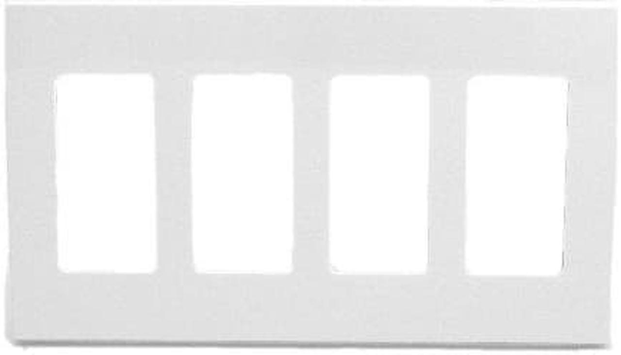 Leviton 80312-SW 4-Gang Decora Plus Wallplate Screwless Snap-On Mount, White