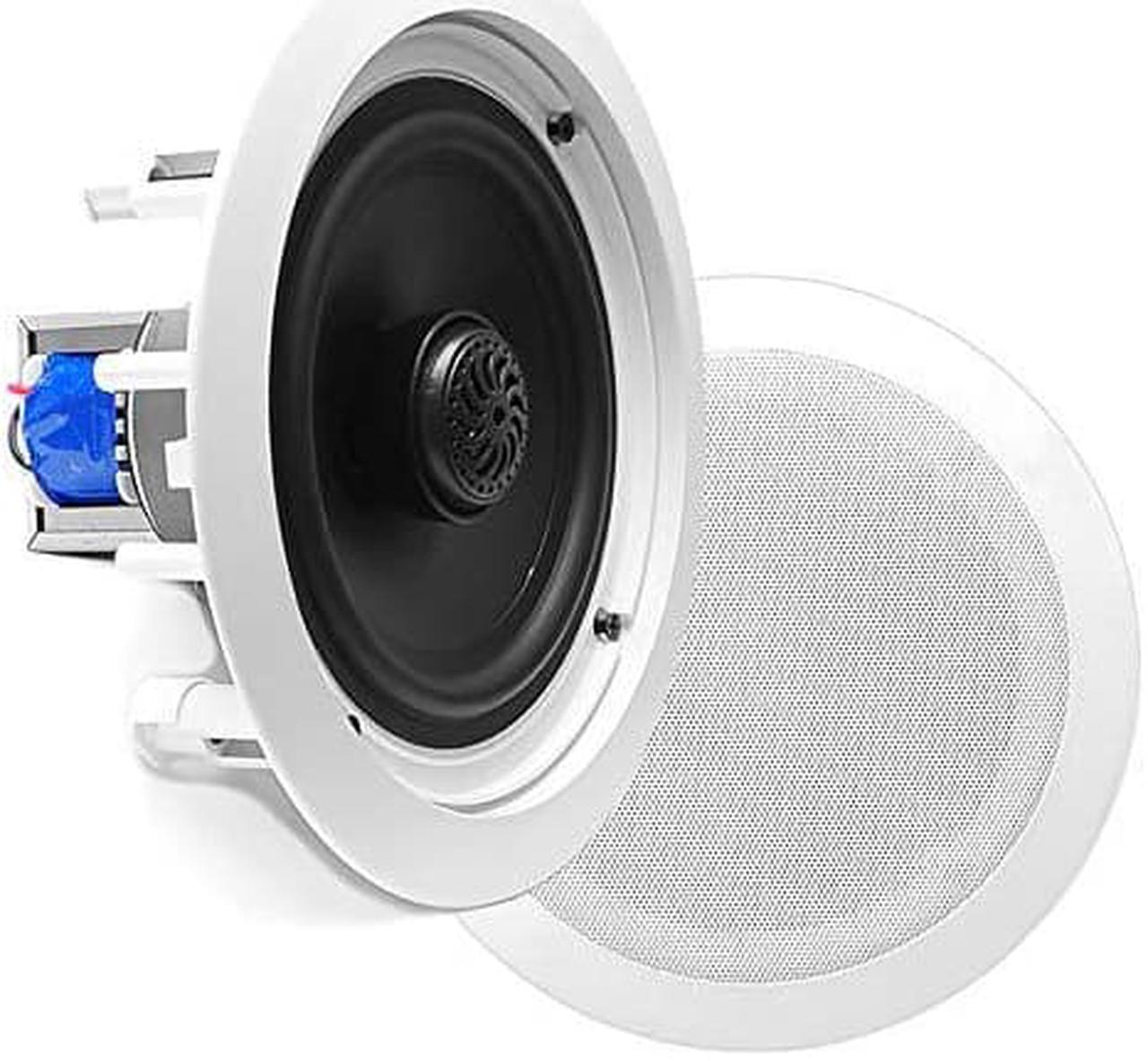 Main image of 8 Ceiling Wall Mount Speakers - Pair of 2-Way Midbass Woofer Speaker 70v Transformer Directable 1 Titanium Dome Tweeter Design w/ 55Hz-22kHz Frequency Response & 300 Watts Peak - Pyle PDIC80T White