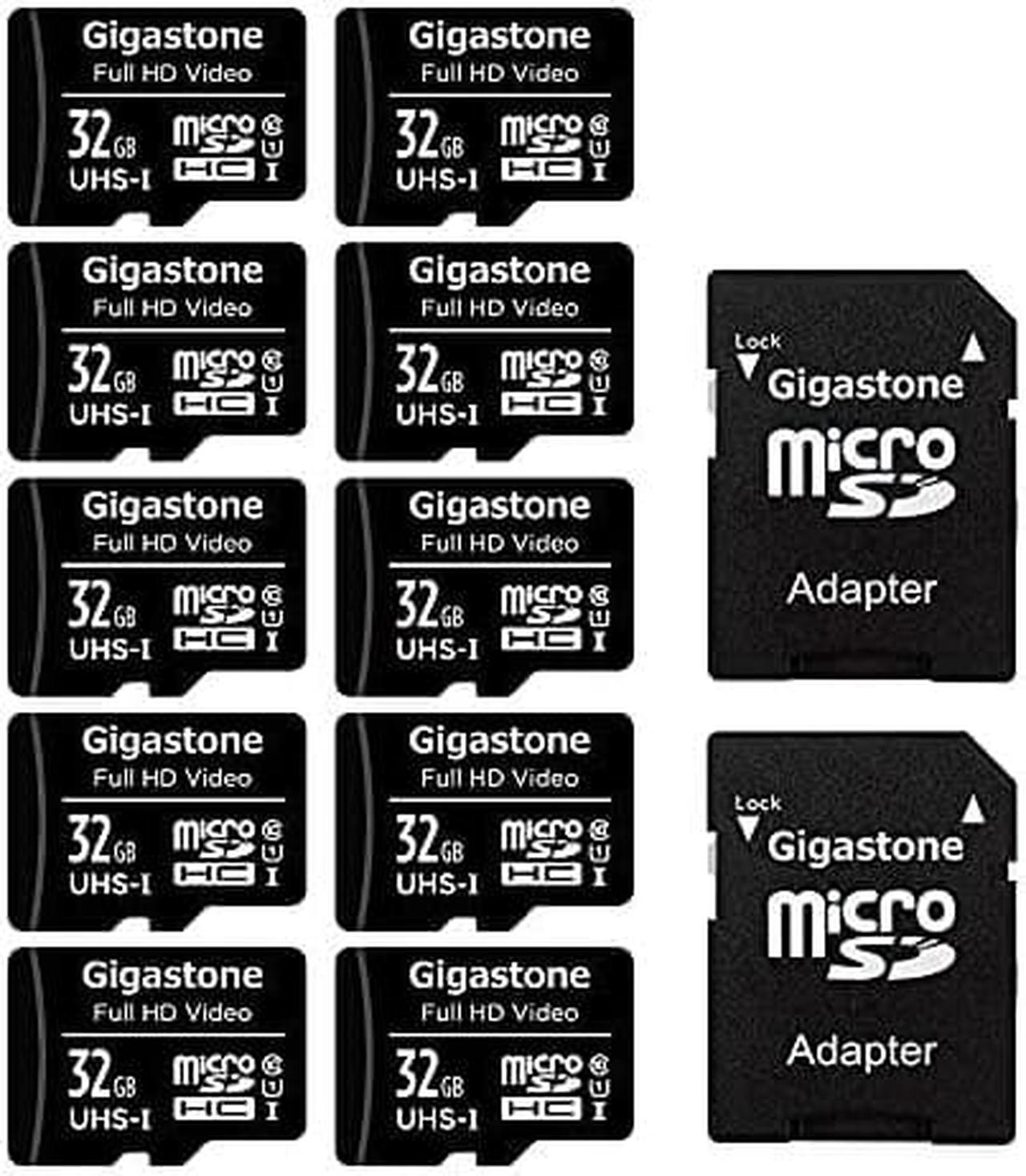 Gigastone 32GB 10-Pack Micro SD Card, Full HD Video, Surveillance Security Cam Action Camera Drone, 90MB/s Micro SDHC UHS-I U1 C10 Class 10