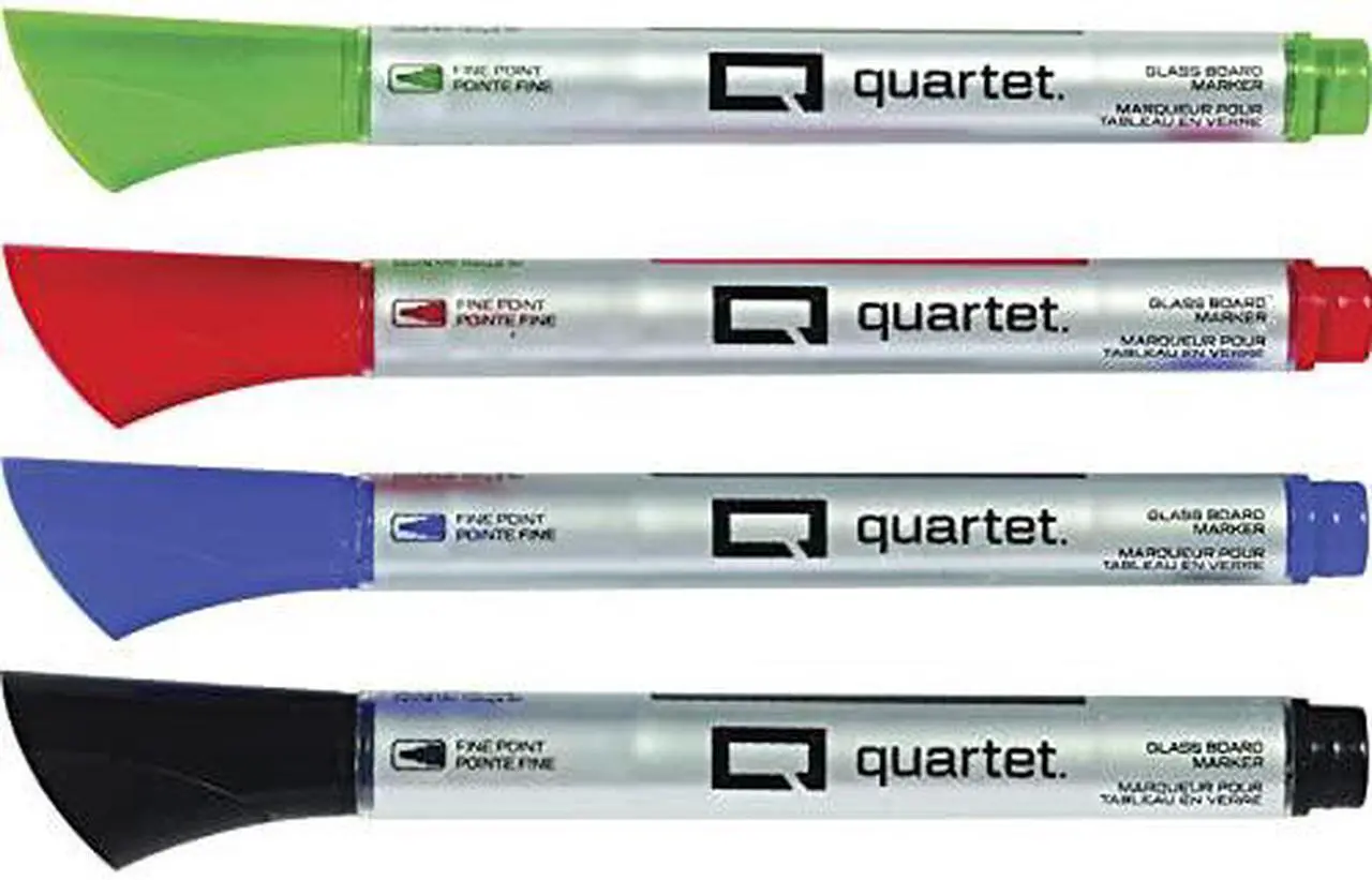 Alt view image 14 of 14 - Quartet Glass Board Dry Erase Marker, Fine Bullet Tip, Assorted, 4/PK (QRT79555)