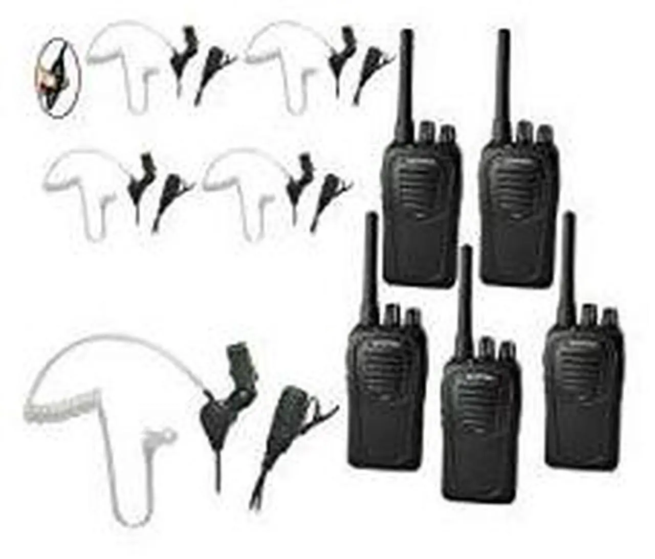 Alt view image 2 of 2 - Eartec SC-1000 5-User Two-Way Radio System with 5x SST PTT Lapel Mic Headsets