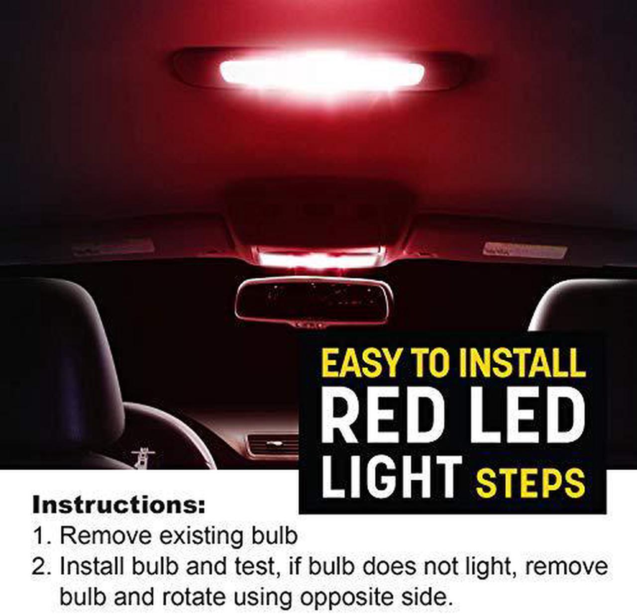 Alt view image 12 of 12 - 2-Piece Set 5-SMD LED Dome Light Bulb, Red