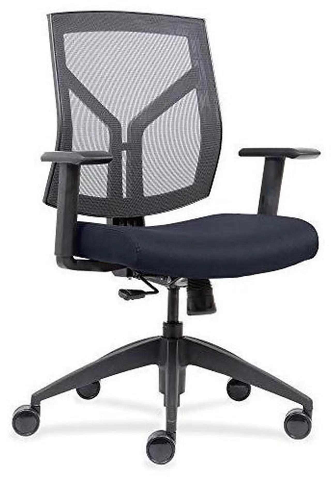 Alt view image 9 of 9 - Lorell 83111A204 Mid-Back Chairs wth Mesh Back & Fabric Seat - Dark Blue