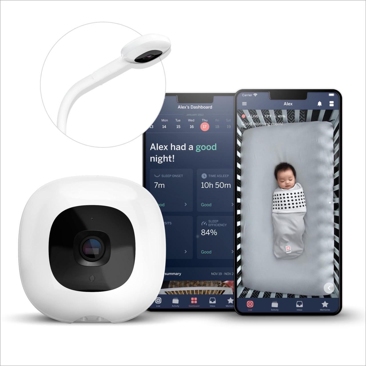 Main image of Nanit Pro Smart Baby Monitor & Floor Stand - Wi-Fi HD Video camera, Sleep coach and Breathing Motion Tracker, 2-Way Audio, Sound and Motion Alerts, Nightlight and Night Vision, Includes Breathing Band