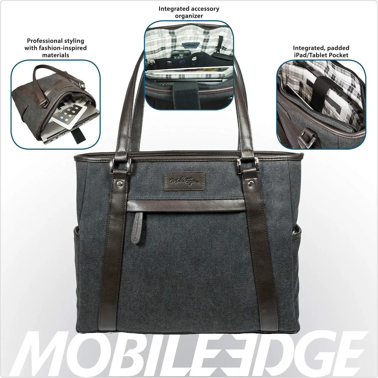 Alt view image 7 of 11 - Mobile Edge Urban Carrying Case (Tote) For 15.6" Apple Notebook - Charcoal Brown