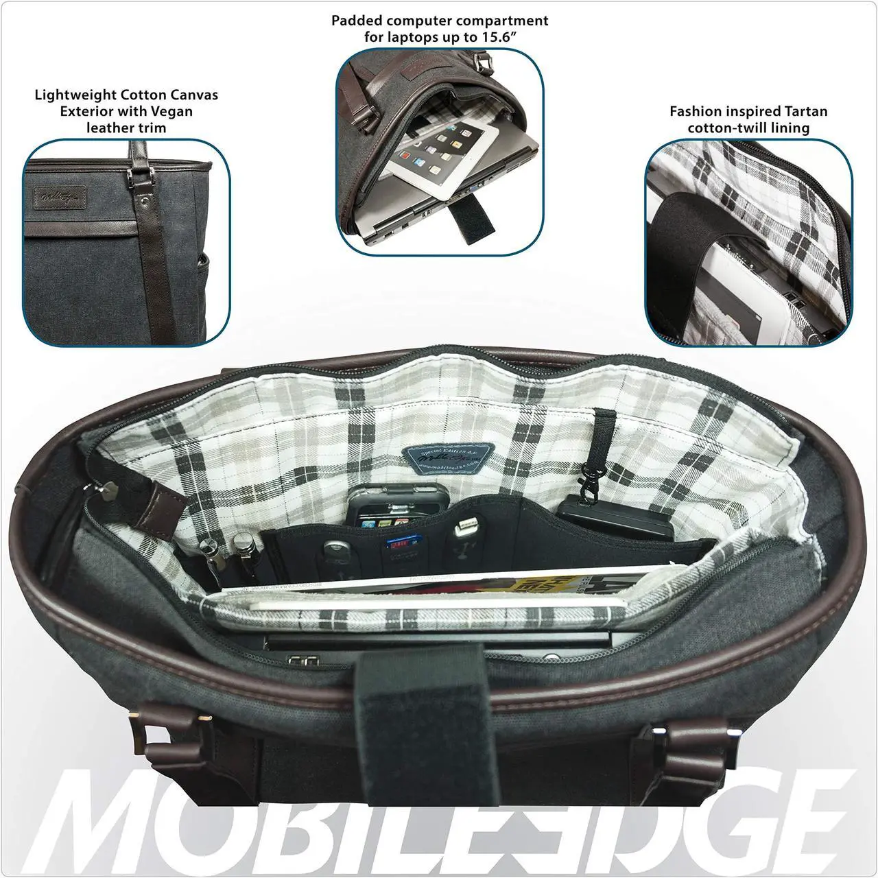 Alt view image 8 of 11 - Mobile Edge Urban Carrying Case (Tote) For 15.6" Apple Notebook - Charcoal Brown