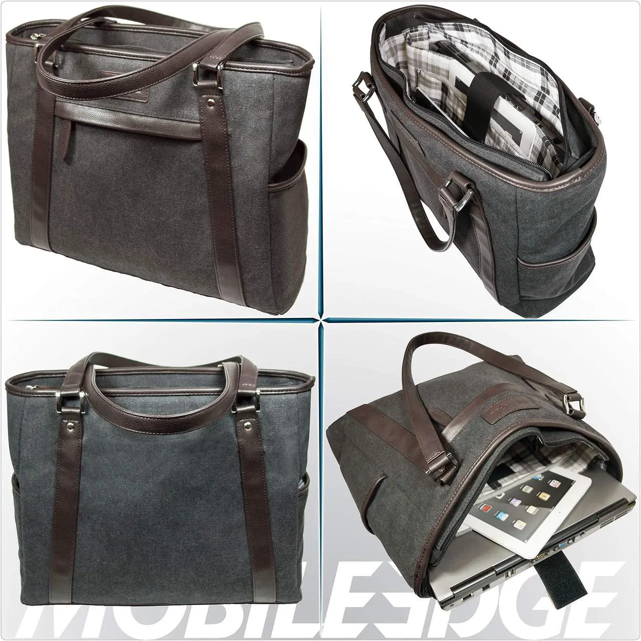 Alt view image 9 of 11 - Mobile Edge Urban Carrying Case (Tote) For 15.6" Apple Notebook - Charcoal Brown