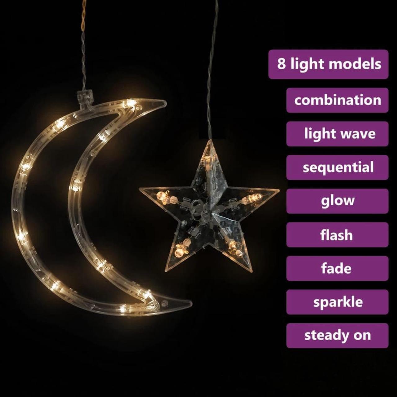 Alt view image 9 of 17 - vidaXL Fairy Lights Hanging Star and Moon Lights with 138 LEDs Warm White