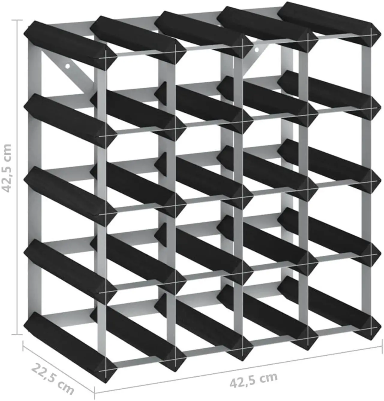 Alt view image 9 of 12 - vidaXL Wine Rack for 20 Bottles Black Solid Pine Wood