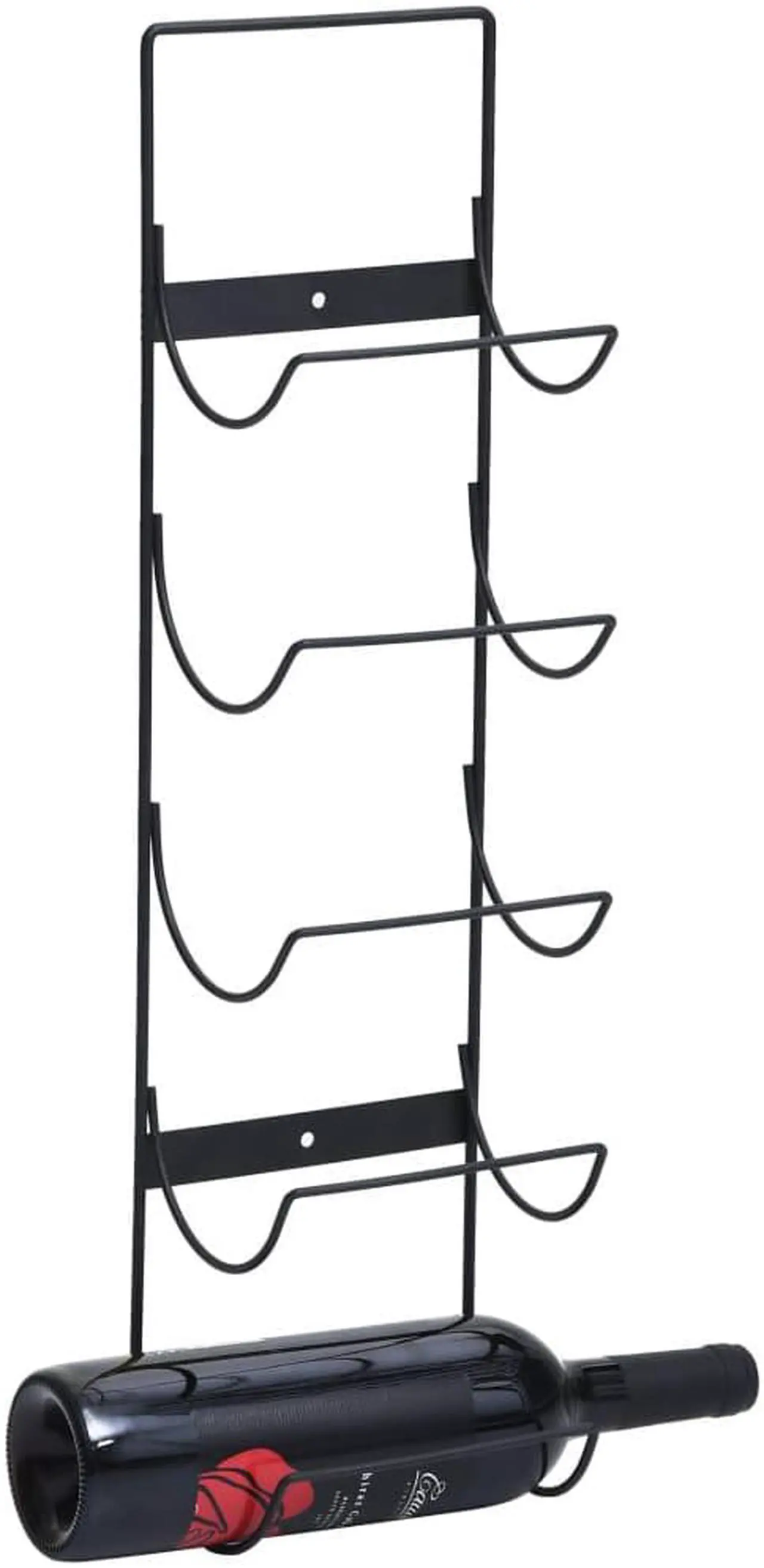 Alt view image 7 of 15 - vidaXL Wall Mounted Wine Rack for 5 Bottles Black Iron