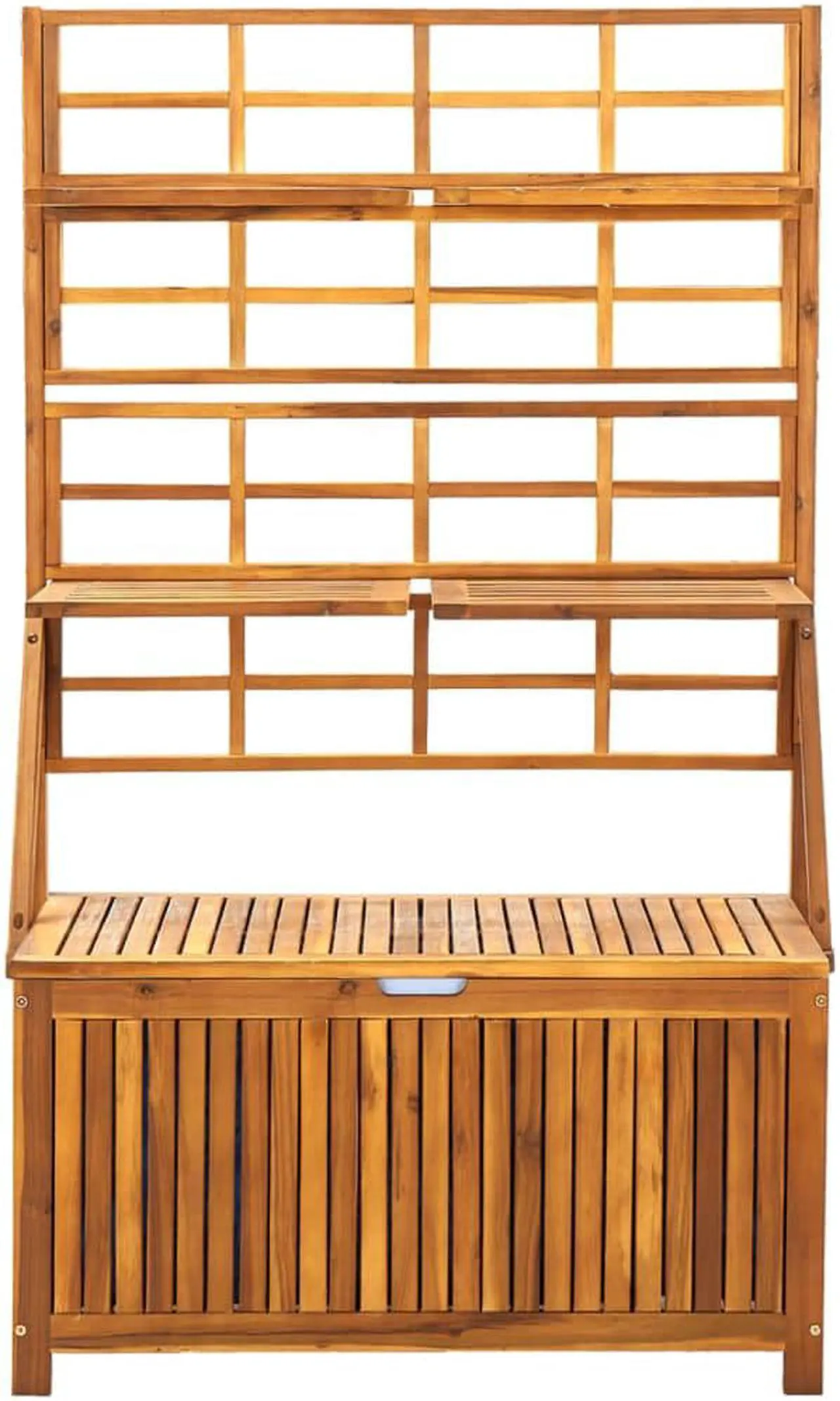 Alt view image 9 of 18 - vidaXL Storage Box with Trellis 39"x21.7"x63" Solid Acacia Wood