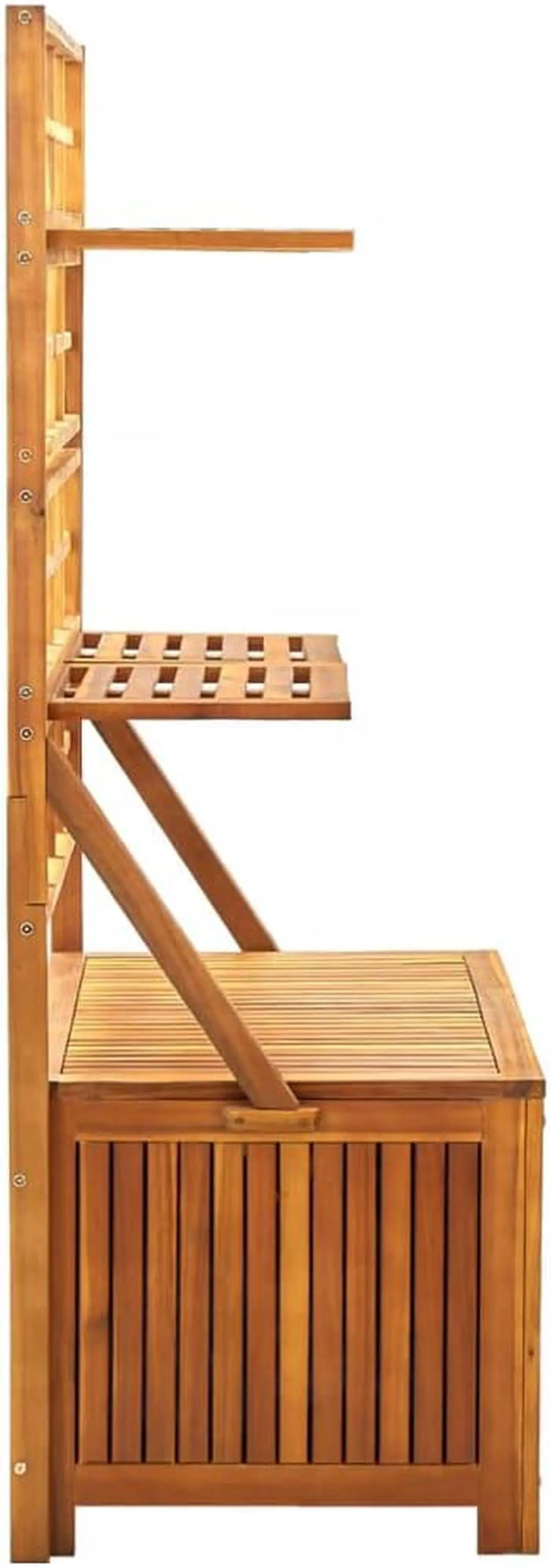 Alt view image 10 of 18 - vidaXL Storage Box with Trellis 39"x21.7"x63" Solid Acacia Wood