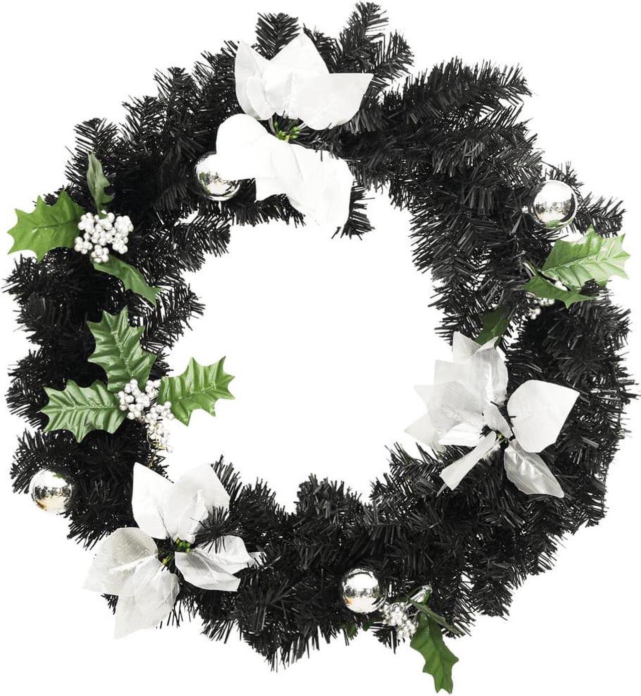 Alt view image 9 of 14 - vidaXL Christmas Wreath with LED Lights Black 23.6" PVC
