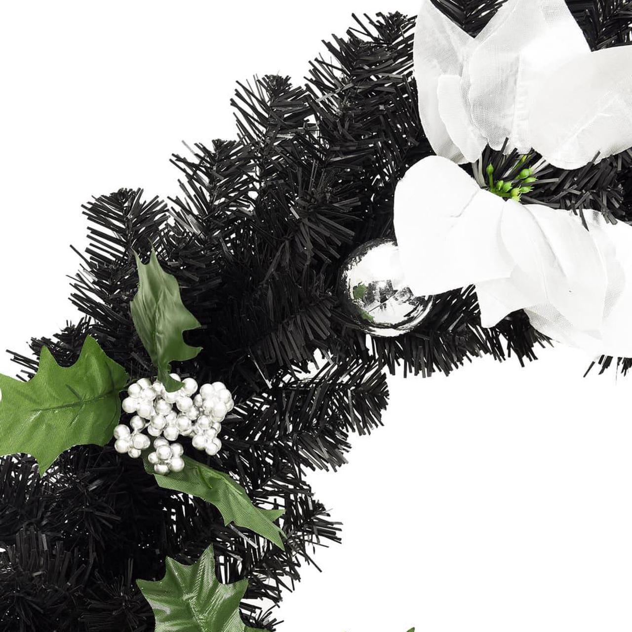 Alt view image 11 of 14 - vidaXL Christmas Wreath with LED Lights Black 23.6" PVC