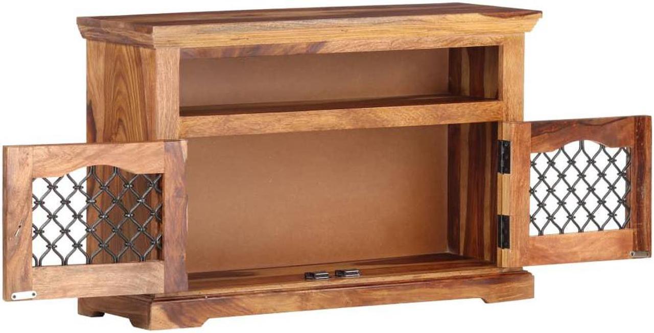 Alt view image 12 of 18 - vidaXL TV Cabinet Light Brown Solid Acacia Wood 35.4 x 11.8 x 23.6 in
