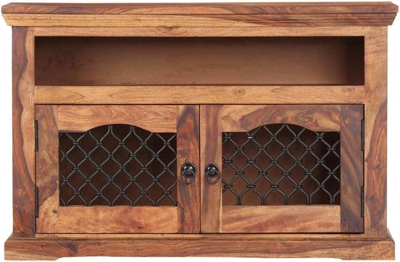 Alt view image 11 of 18 - vidaXL TV Cabinet Light Brown Solid Acacia Wood 35.4 x 11.8 x 23.6 in