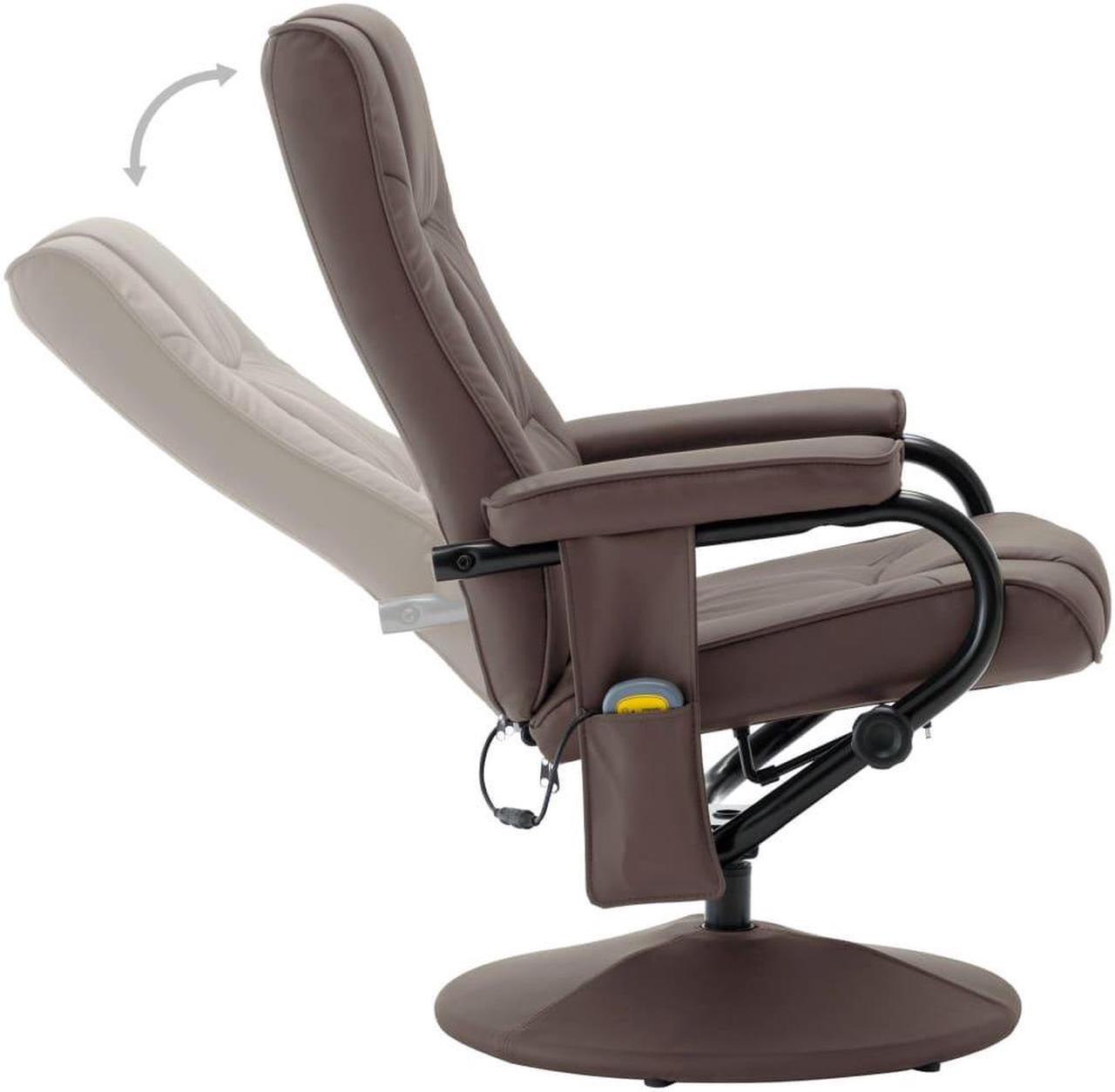 Alt view image 17 of 18 - vidaXL Massage Chair with Foot Stool Brown Faux Leather Living Room Furniture