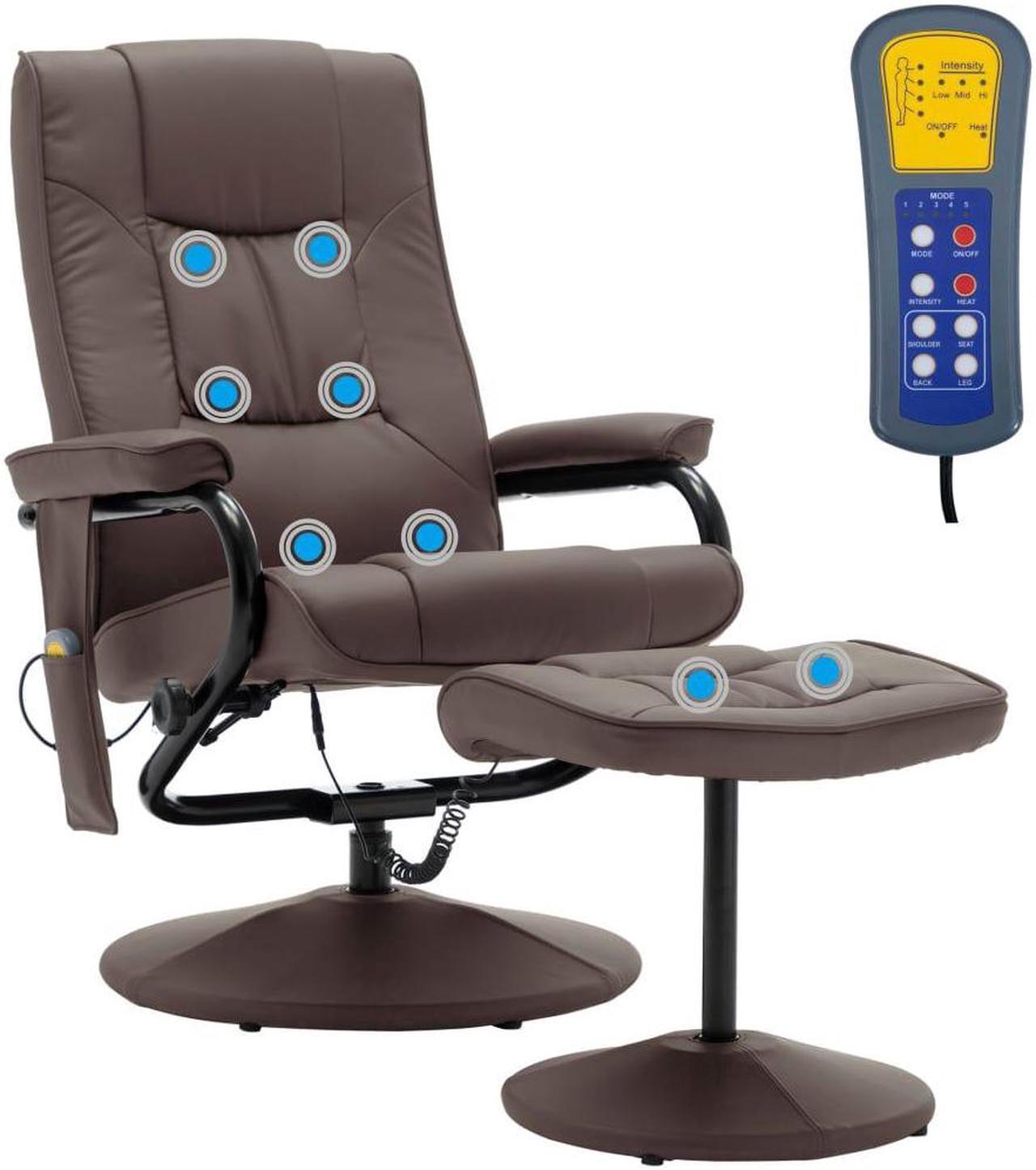 Alt view image 15 of 18 - vidaXL Massage Chair with Foot Stool Brown Faux Leather Living Room Furniture