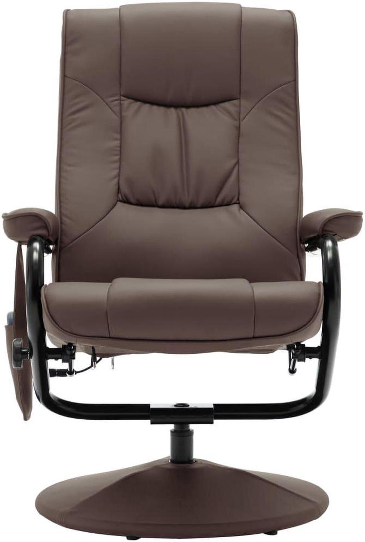 Alt view image 16 of 18 - vidaXL Massage Chair with Foot Stool Brown Faux Leather Living Room Furniture