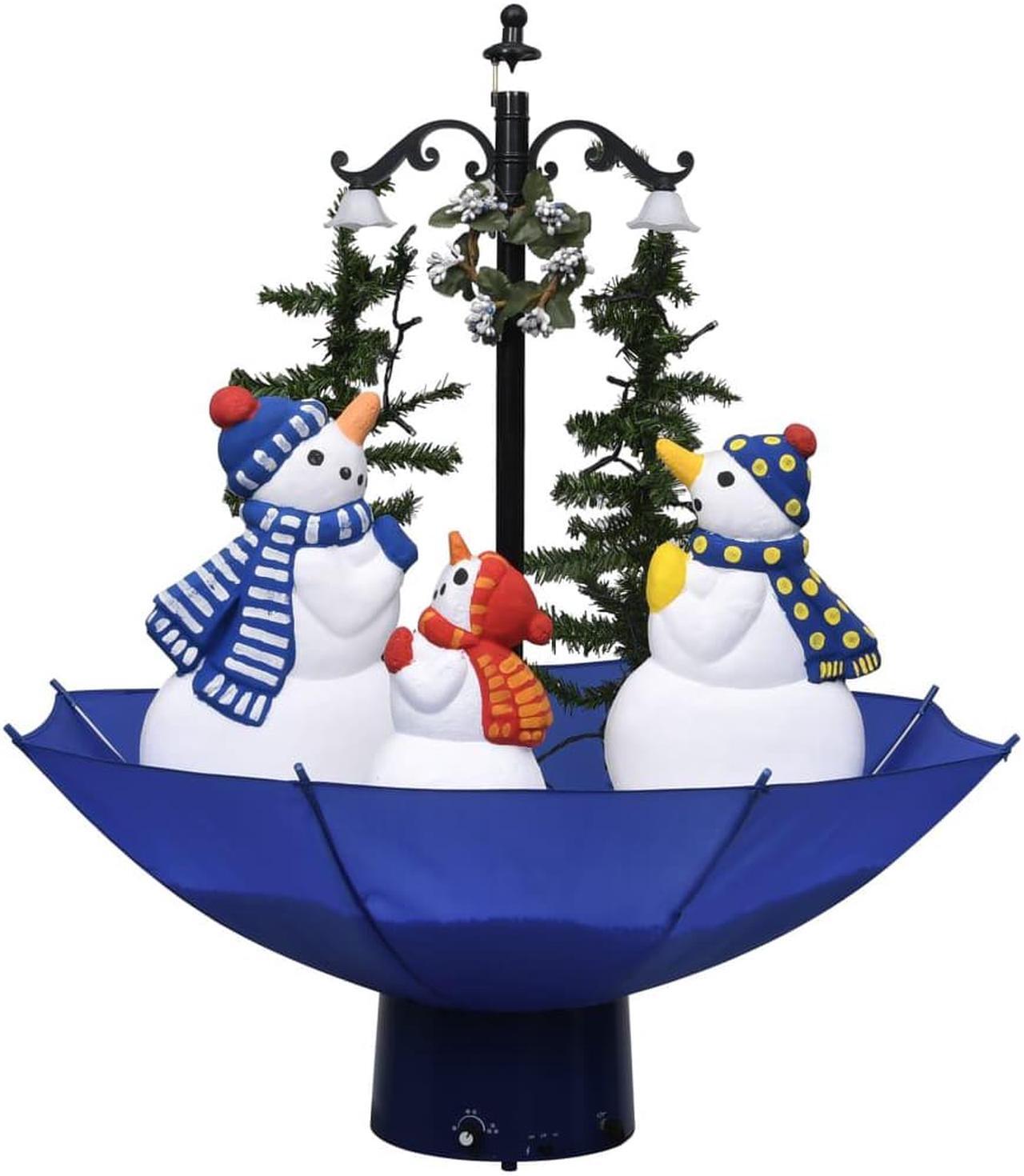 Alt view image 7 of 14 - vidaXL Snowing Christmas Tree Artificial Xmas Tree with Umbrella Base Blue PVC