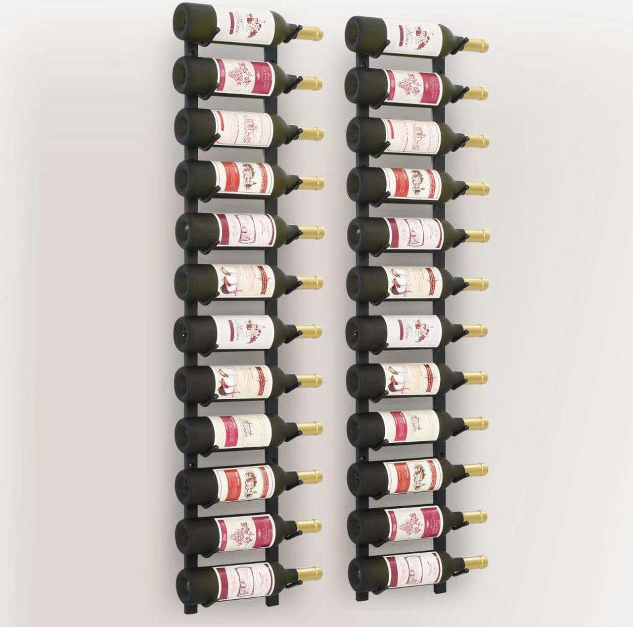 Alt view image 10 of 15 - vidaXL Wall Mounted Wine Racks for 12 Bottles 2 pcs Black Iron