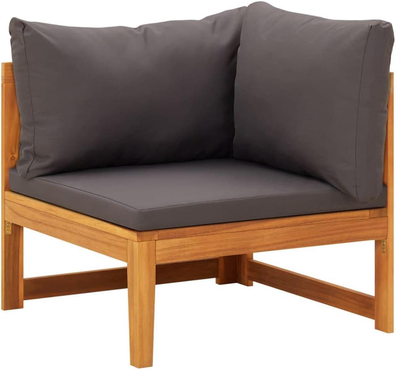 Alt view image 10 of 16 - vidaXL 2 Piece Patio Lounge Set with Dark Gray Cushions Acacia Wood
