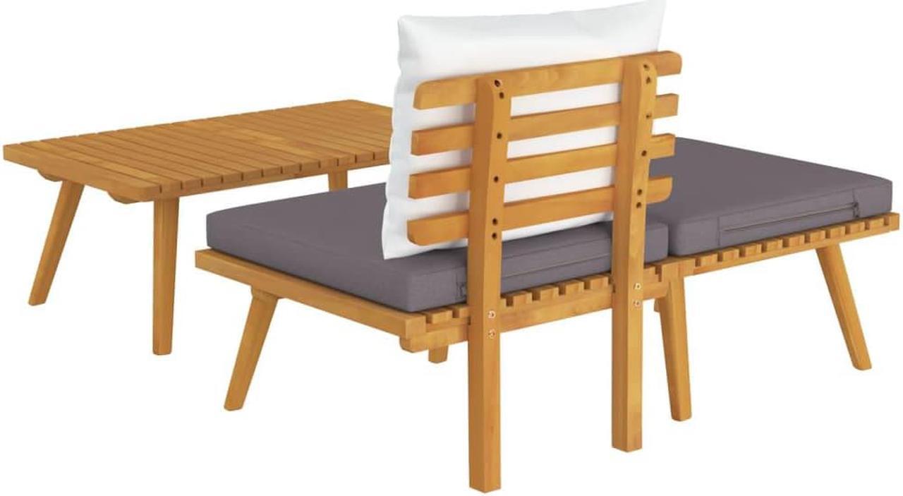 Alt view image 11 of 18 - vidaXL 3 Piece Patio Lounge Set with Cushions Solid Acacia Wood