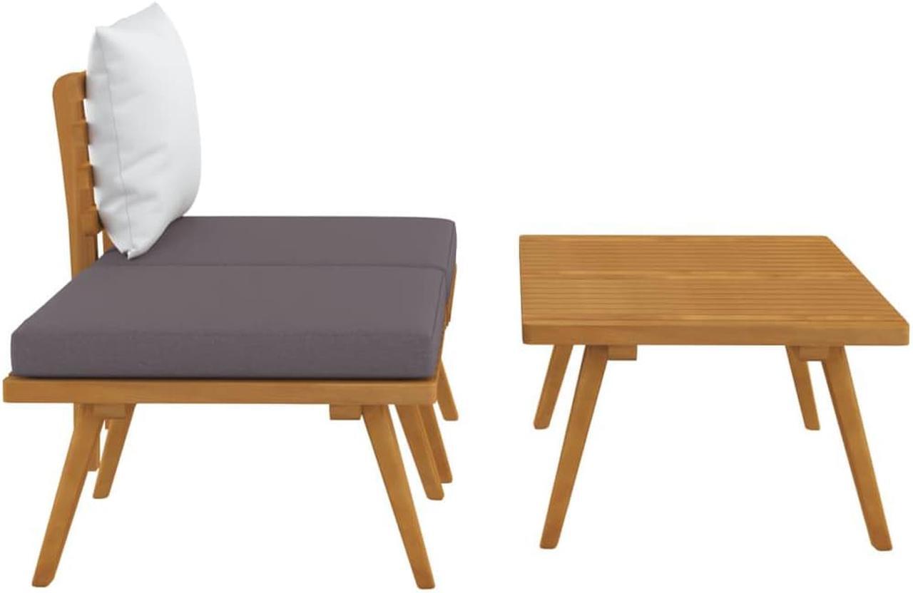 Alt view image 10 of 18 - vidaXL 3 Piece Patio Lounge Set with Cushions Solid Acacia Wood