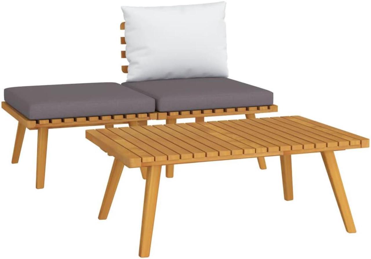 Alt view image 8 of 18 - vidaXL 3 Piece Patio Lounge Set with Cushions Solid Acacia Wood