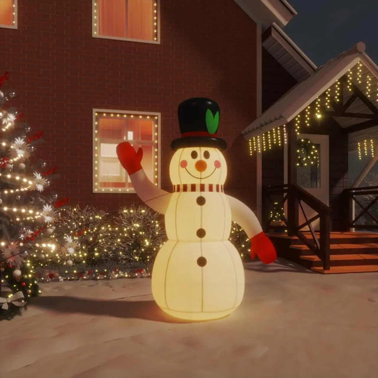 vidaXL Inflatable Snowman LED Decoration
