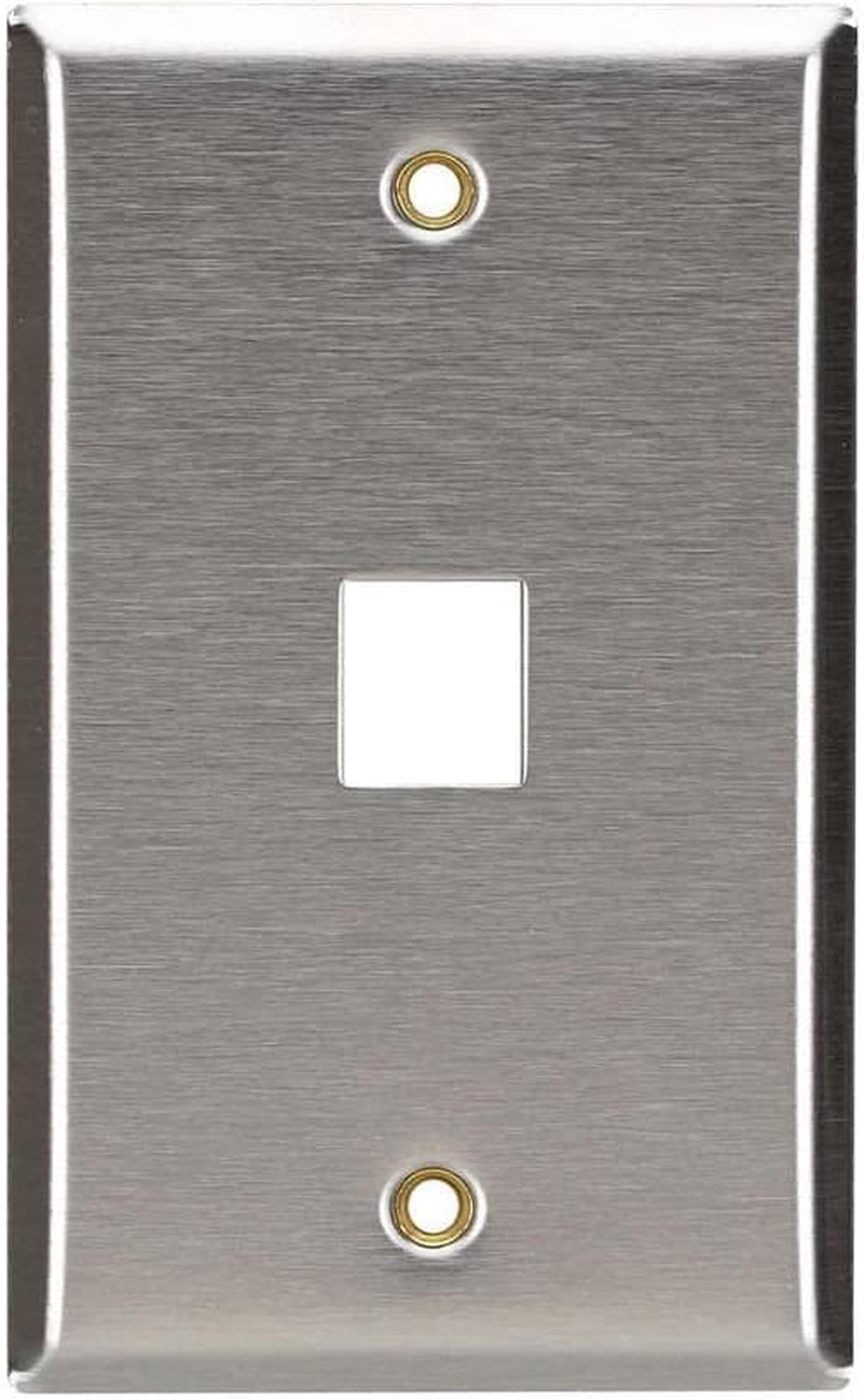 Alt view image 7 of 7 - Black Box Keystone Wallplate - Stainless Steel Single-Gang 1-Port