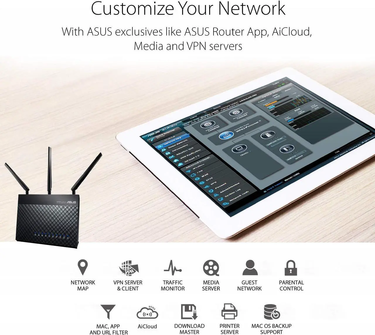 Alt view image 6 of 8 - Asus Rt Ac68U Wireless Ac1900 Dual Band Gigabit Router, 2 Years Warranty