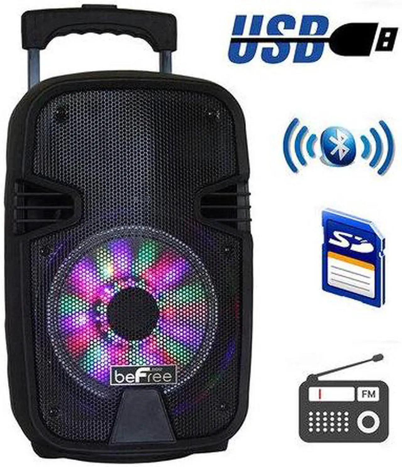 Alt view image 19 of 19 - Befree Sound BFS-3000 8 in. Bluetooth Portable Party Speaker with USB, SD & Reactive Lights