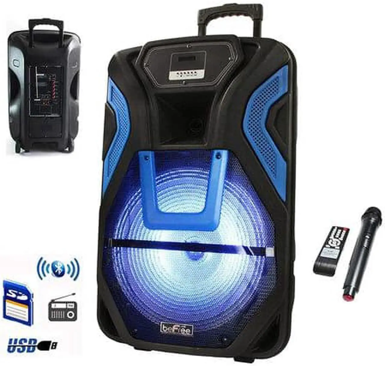 Alt view image 12 of 12 - beFree Sound BFS-5700 15" Rechargeable Bluetooth Portable Party PA Speaker System With SD/FM/USB Inputs