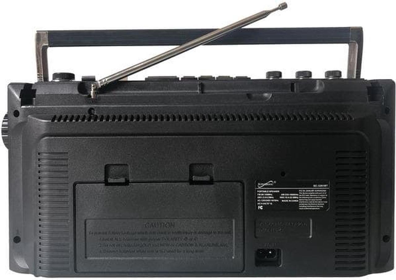 Alt view image 14 of 14 - Supersonic SC-3201BT-BK 4 Band Radio & Cassette Player + Cassette To Mp3 Converter & Bluetooth (Black)